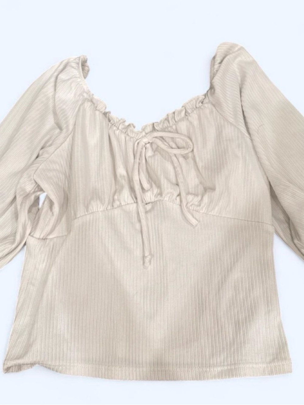 Girls' cream colored Tie-Front Peasant Top
